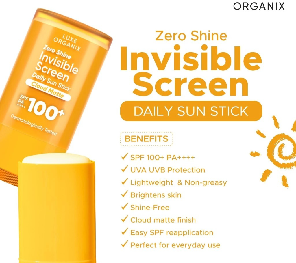Luxe Organix Zero Shine Invisible Screen Daily Sun Stick SPF100 17g