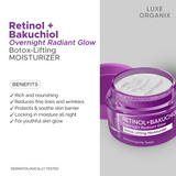 Luxe Organix Retinol + Bakuchiol Overnight Radiant Glow Botox Lifting Moisturizer 50g