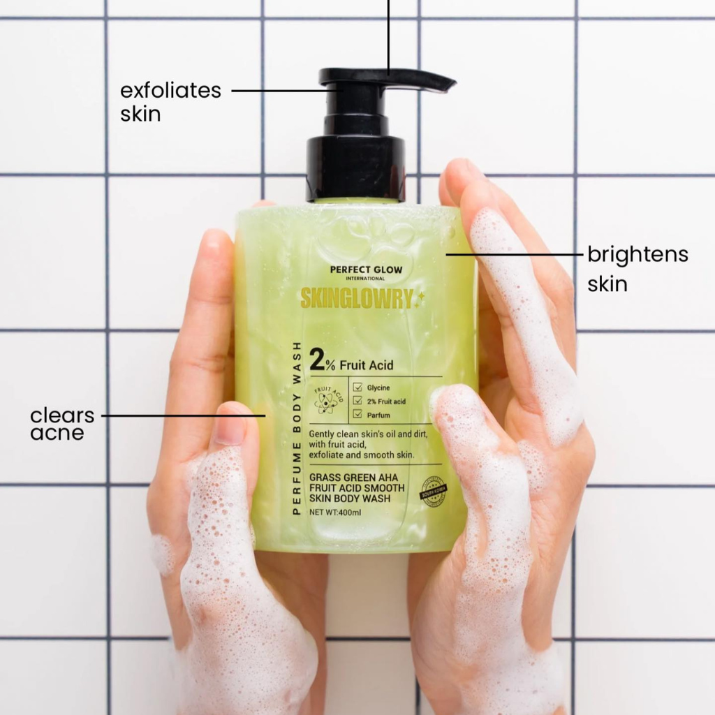 Perfect Glow Skin Glowry Grass Green AHA Fruit Acid Smooth Skin Body Wash