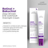 Luxe Organix Advanced Retinol + Bakuchiol Deep Wrinkle Eye Contour Overnight Cream 12g