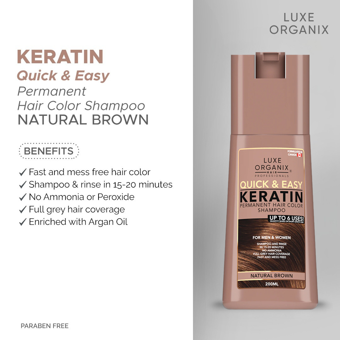 Luxe Organix Hair Color Shampoo Natural Brown 200ml