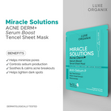 Luxe Organix Miracle Solutions Acne Derm+ Tencel Sheet Mask 25ml