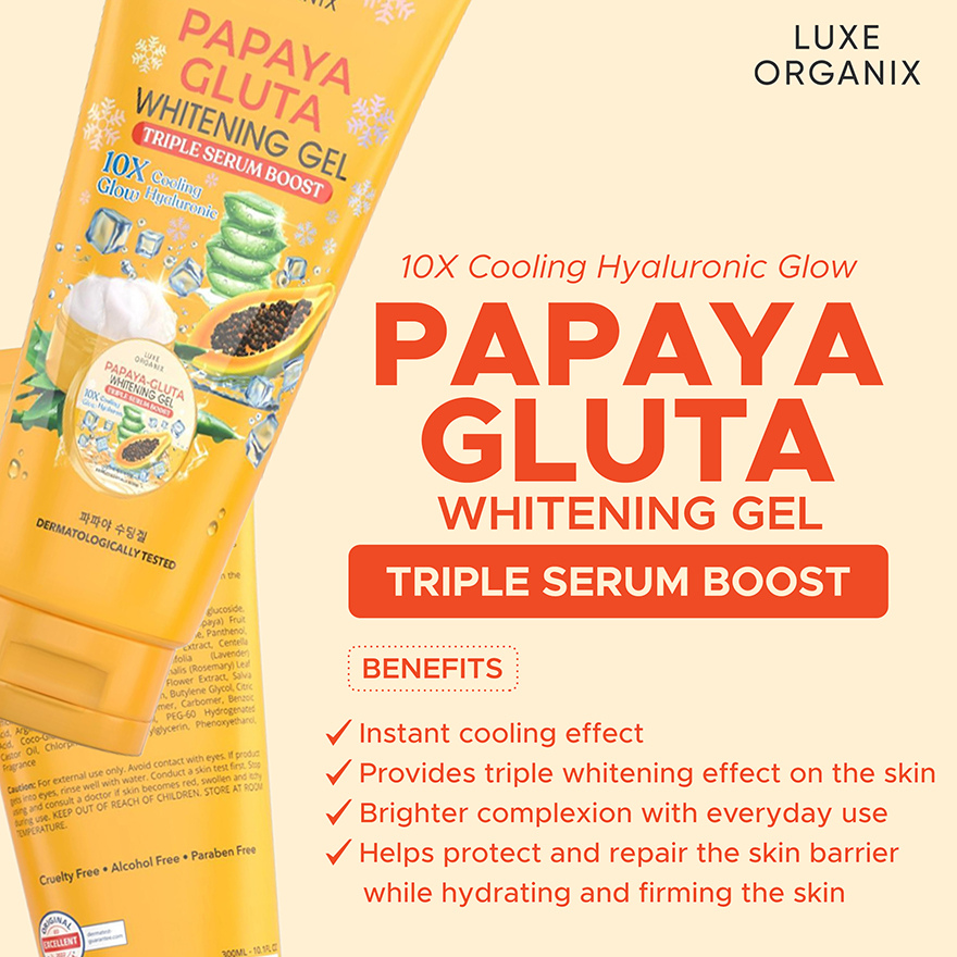 Luxe Organix Papaya Gluta Whitening Gel Triple Serum Boost 300ml