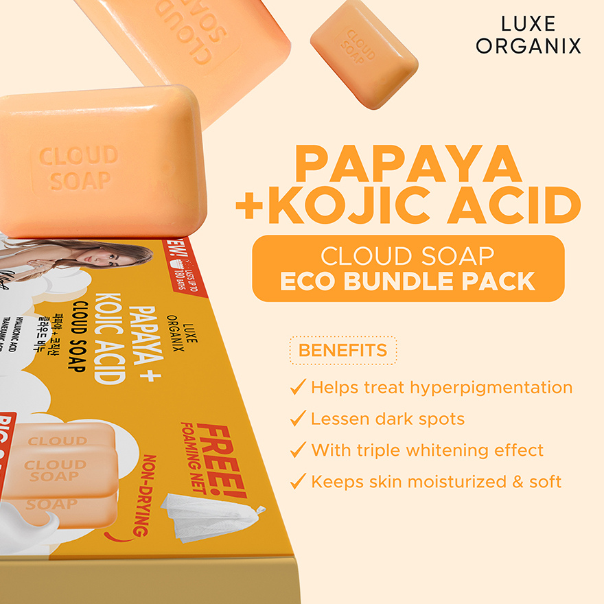 Luxe Organix Papaya + Kojic Acid Cloud Soap 80g x 3