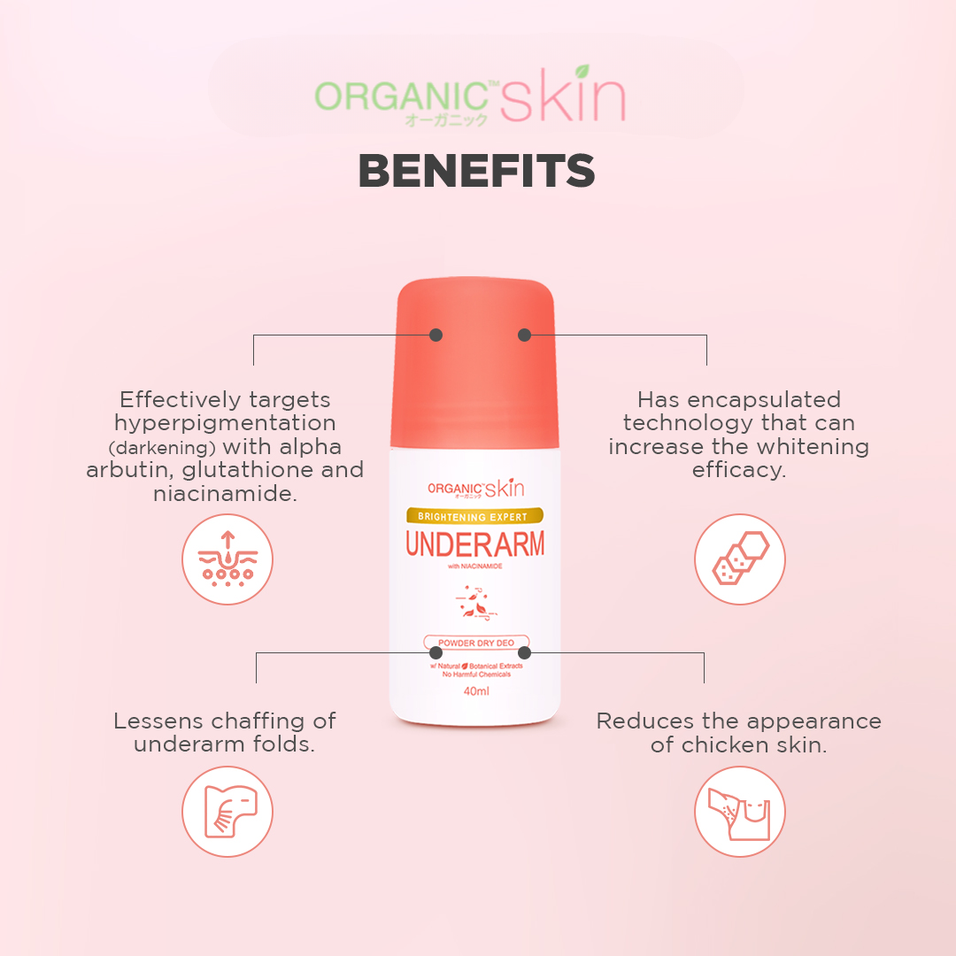 Organic Skin Japan Intensive Whitening Underarm Powder Dry Deodorant Roll On 40ml