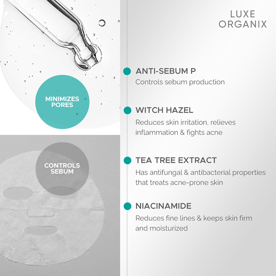 Luxe Organix Miracle Solutions Acne Derm+ Tencel Sheet Mask 25ml