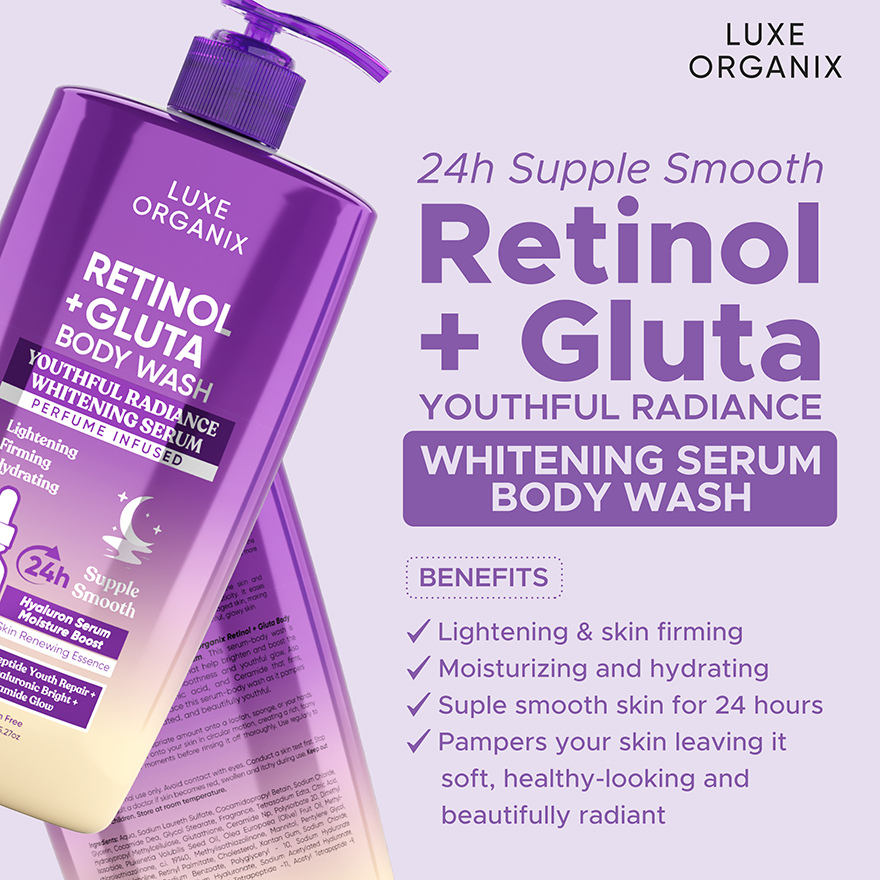 Luxe Organix Retinol + Gluta Youthful Radiance Whitening Serum Perfume Infused Body Wash 1000g