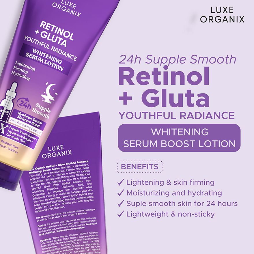Luxe Organix Retinol + Gluta Whitening Serum Lotion 350ml