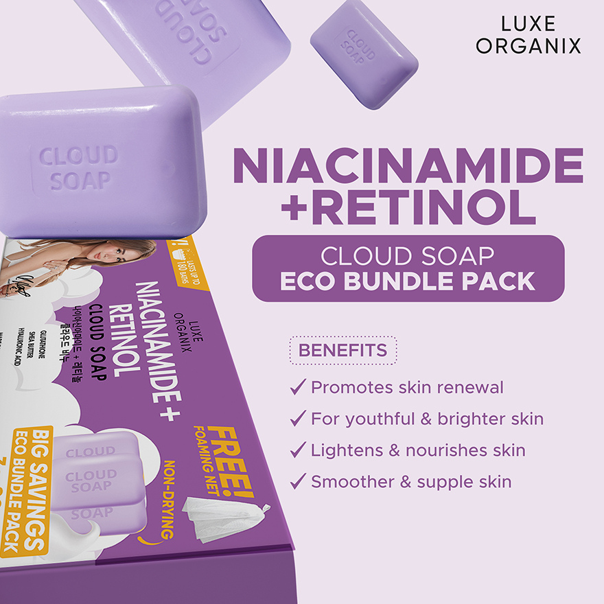 Luxe Organix Niacinamide + Retinol Cloud Soap 80g x 3