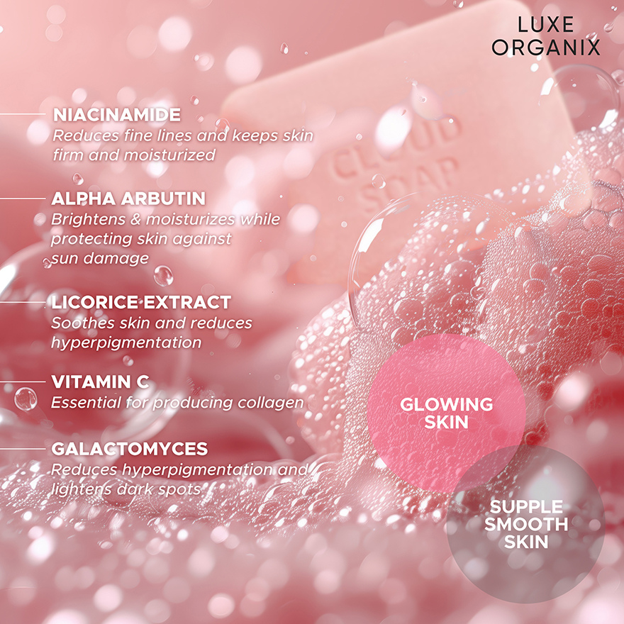 Luxe Organix Niacinamide + Alpha Arbutin Cloud Soap 80g x 3