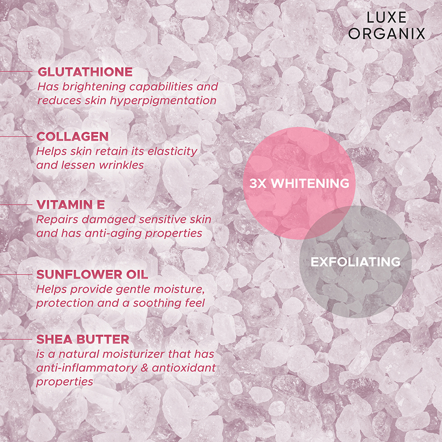Luxe Organix Niacinamide + Alpha Arbutin Velvet Shower Salt Scrub 320g