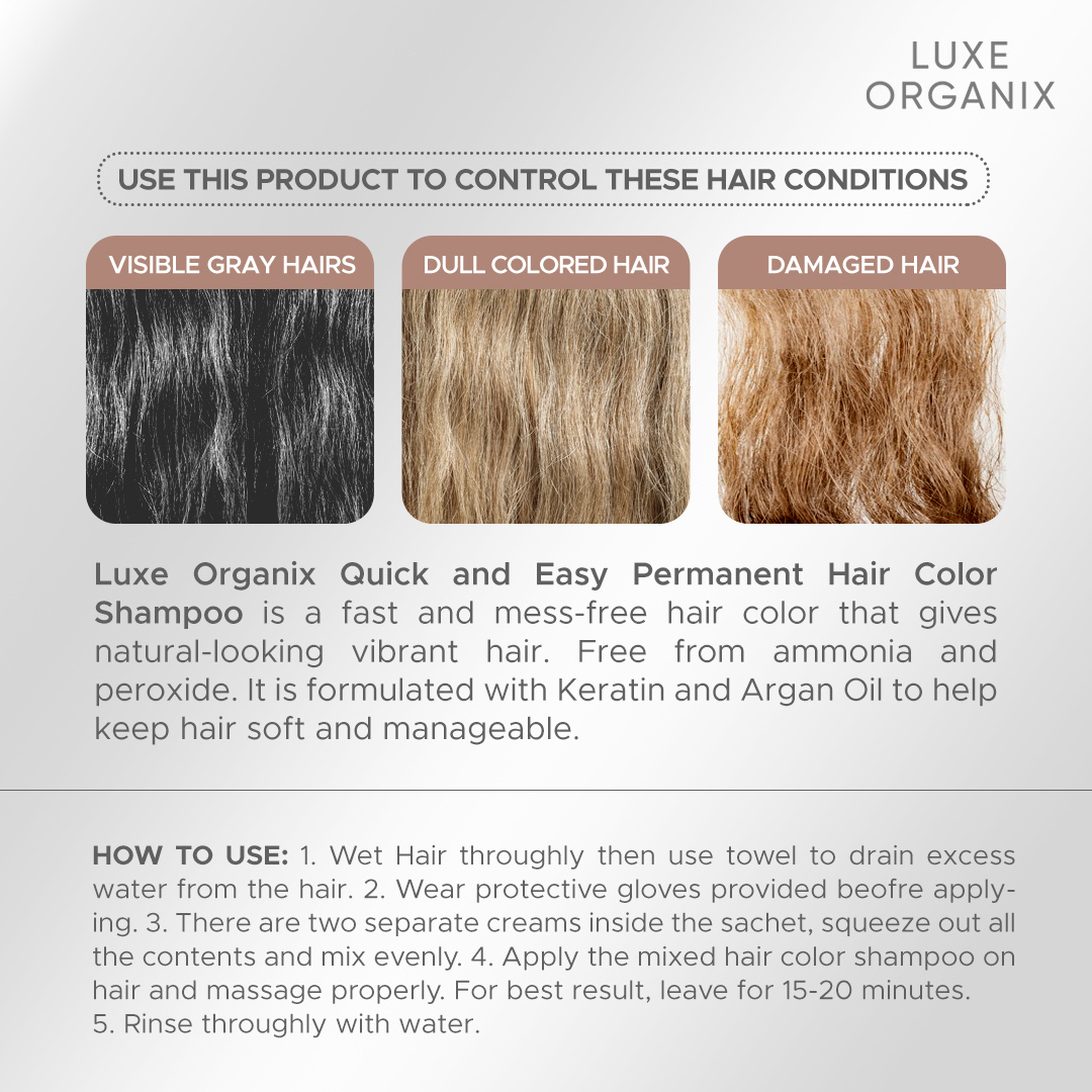 Luxe Organix Hair Color Shampoo Natural Brown 200ml