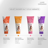Luxe Organix Niacinamide + Bakuchiol Retinol Velvet Shower Salt Scrub 320g