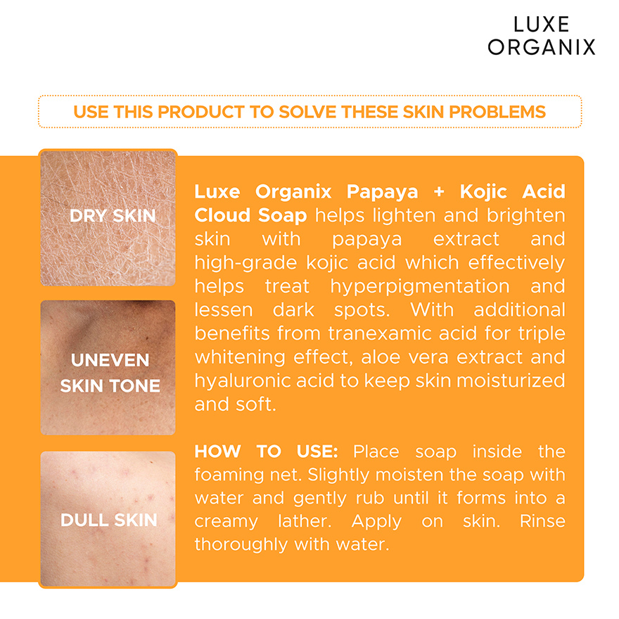 Luxe Organix Papaya + Kojic Acid Cloud Soap 80g x 3