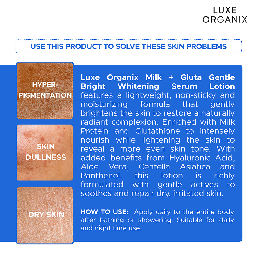 Luxe Organix Milk + Gluta Whitening Serum Lotion 350ml