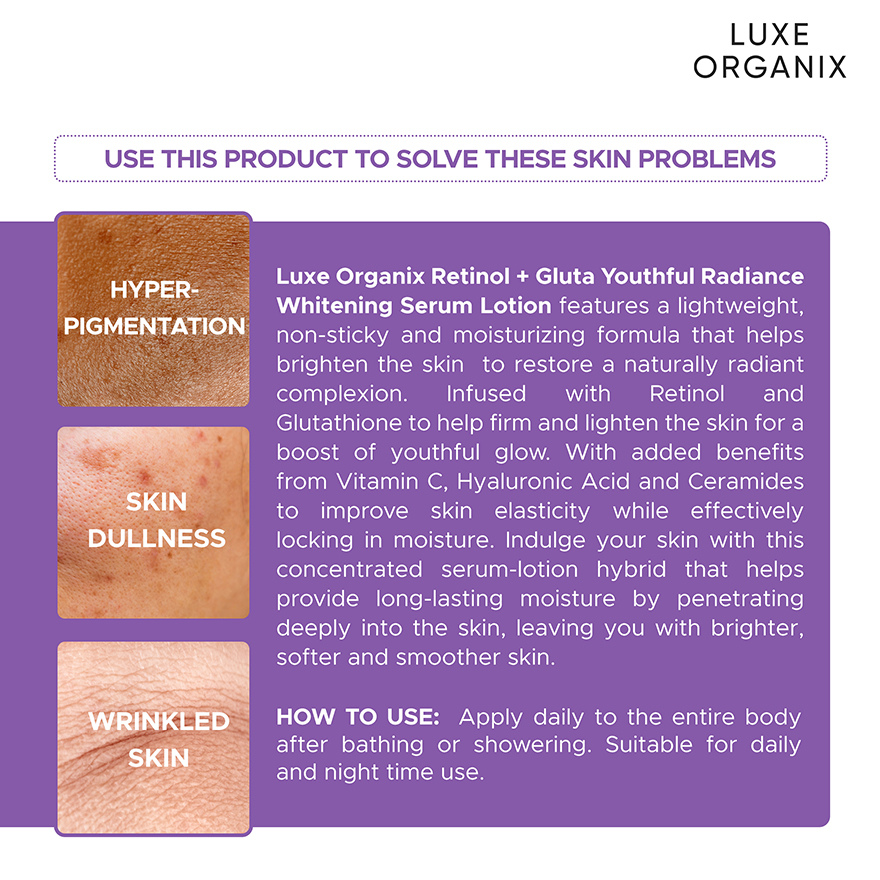 Luxe Organix Retinol + Gluta Whitening Serum Lotion 350ml