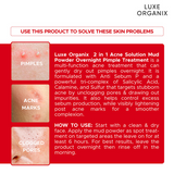 Luxe Organix 2 in 1 Acne Solution Mud Powder Overnight Pimple Treatment 9g