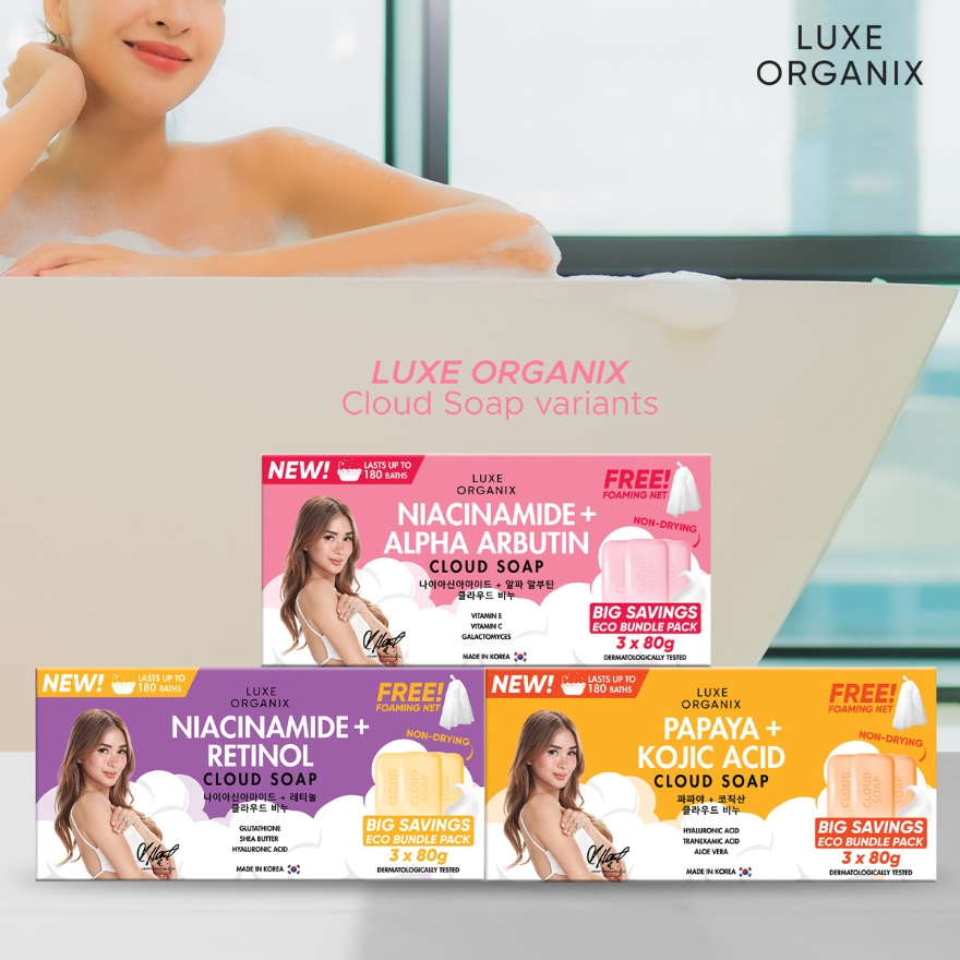 Luxe Organix Niacinamide + Alpha Arbutin Cloud Soap 80g x 3