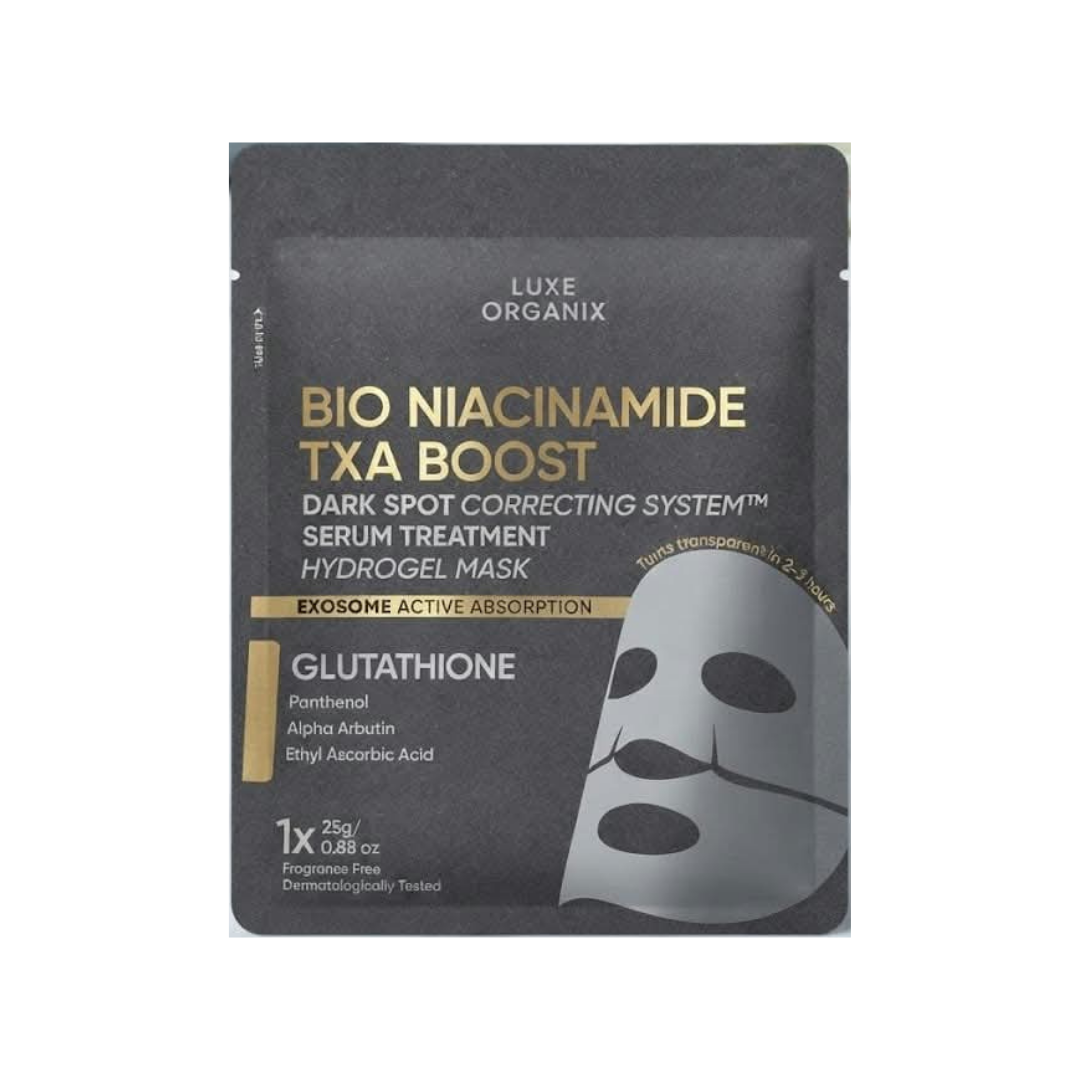 Luxe Organix Bio Niacinamide TXA Boost Dark Spot Correcting System Serum Treatment Hydrogel Mask