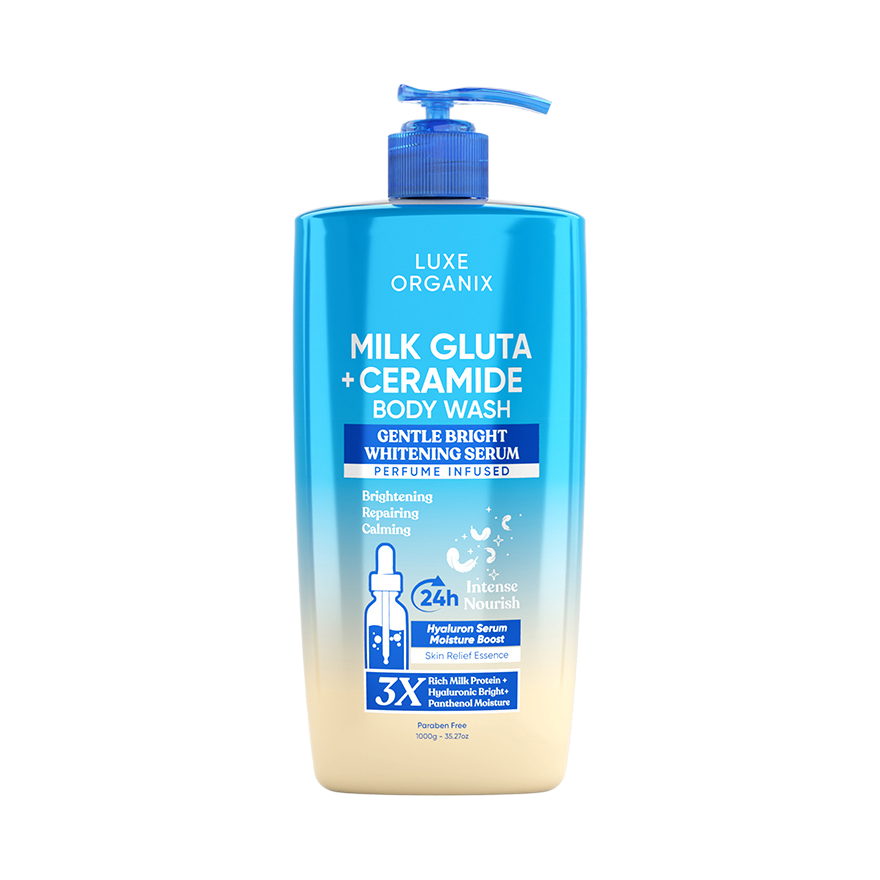 Luxe Organix Milk Gluta + Ceramide Gentle Bright Whitening Serum Perfume Infused Body Wash 1000g