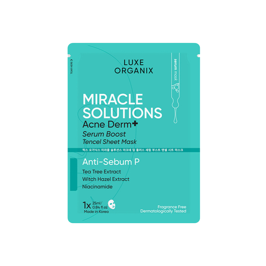 Luxe Organix Miracle Solutions Acne Derm+ Tencel Sheet Mask 25ml