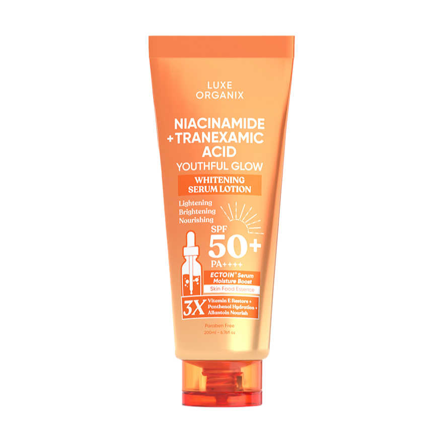 Luxe Organix Niacinamide + Tranexamic Acid Youthful Glow Whitening Serum Lotion SPF 50 PA++++ 200ml