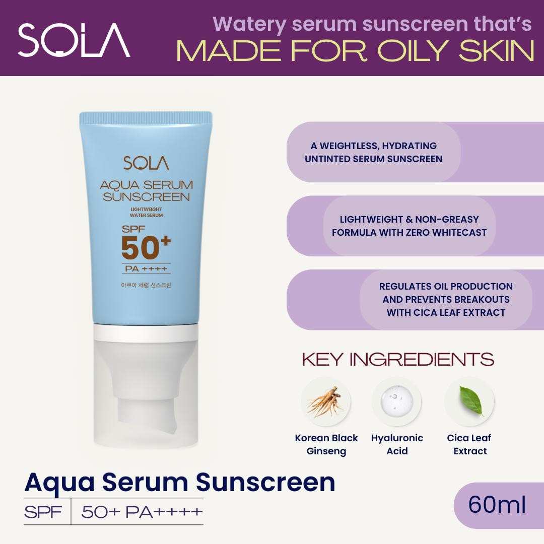 Sola Aqua Serum Sunscreen Lightweight Water Serum SPF50+ PA++++