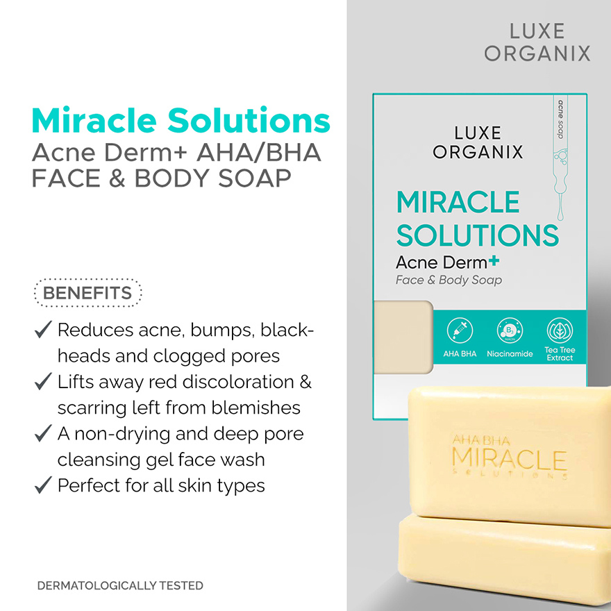Luxe Organix AHA-BHA Miracle Solutions Soap for Face and Body 135g
