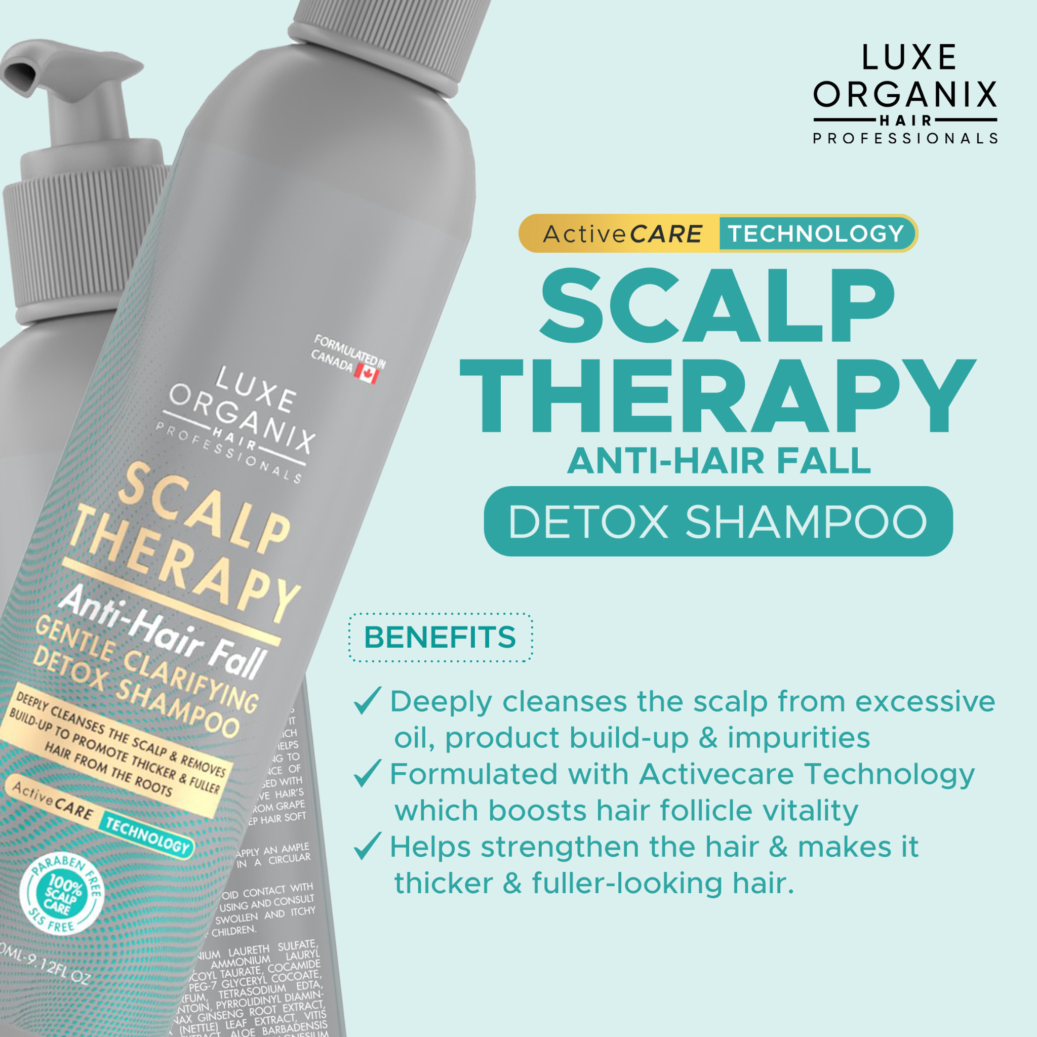 Luxe Organix Scalp Therapy Anti-Hair Fall Gentle Clarifying Detox Shampoo 270ml
