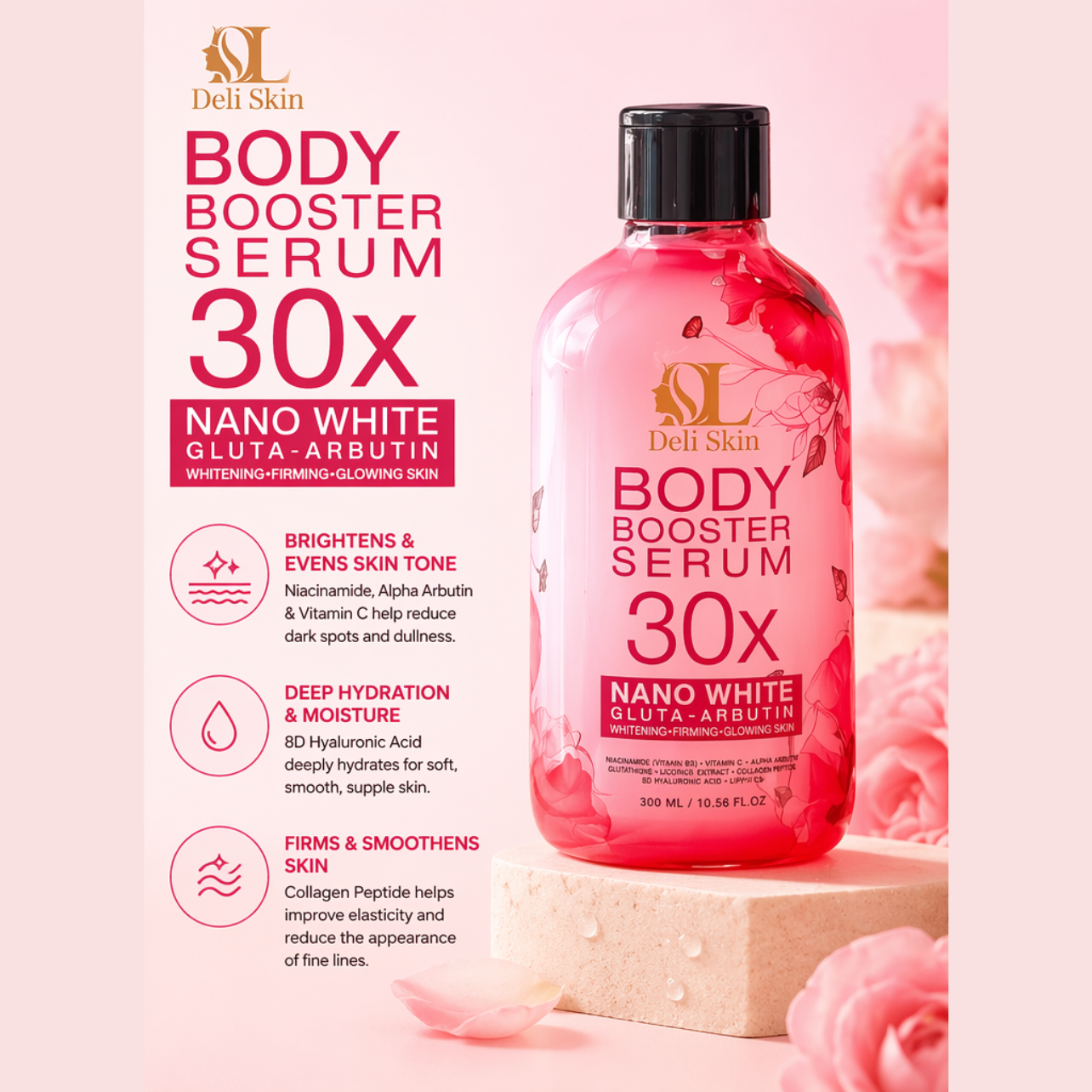 Deli Skin Body Booster Serum 30X Nano White Gluta - Arbutin
