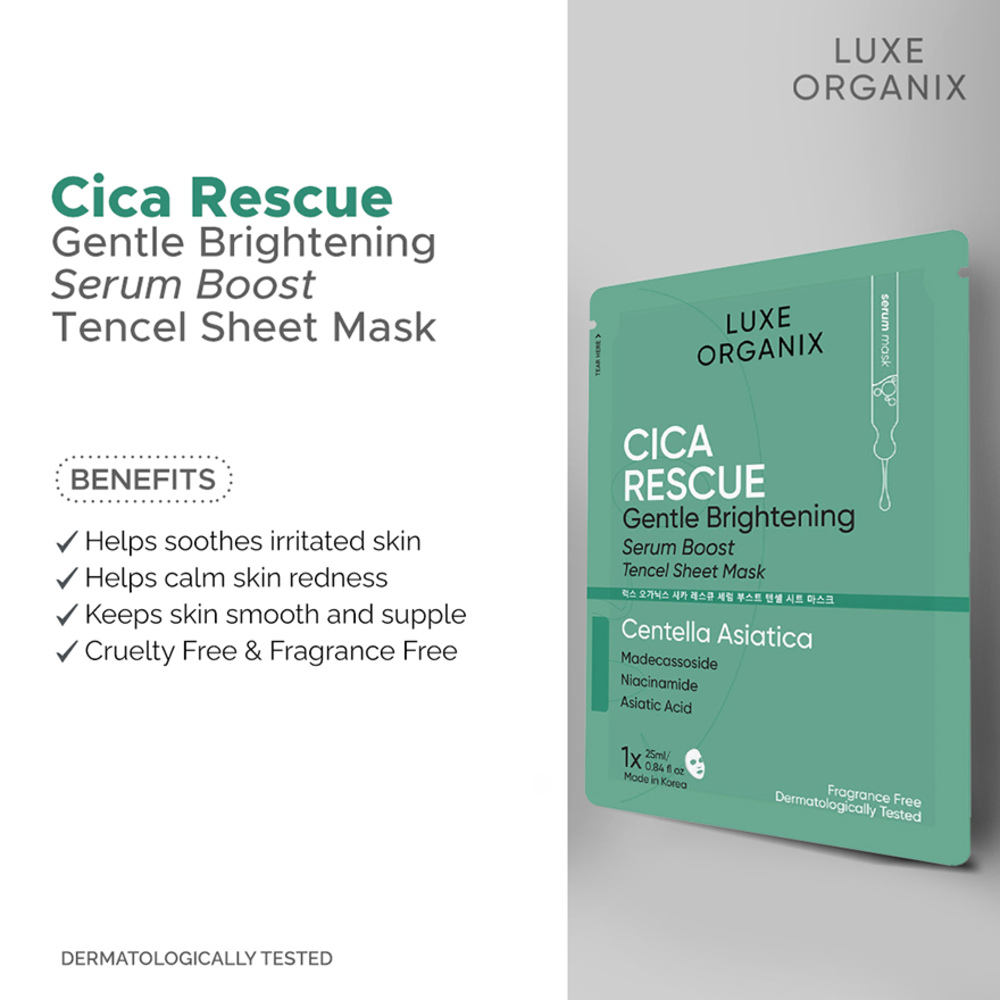 Luxe Organix Cica Rescue Serum Boost Sheet Mask 25ml