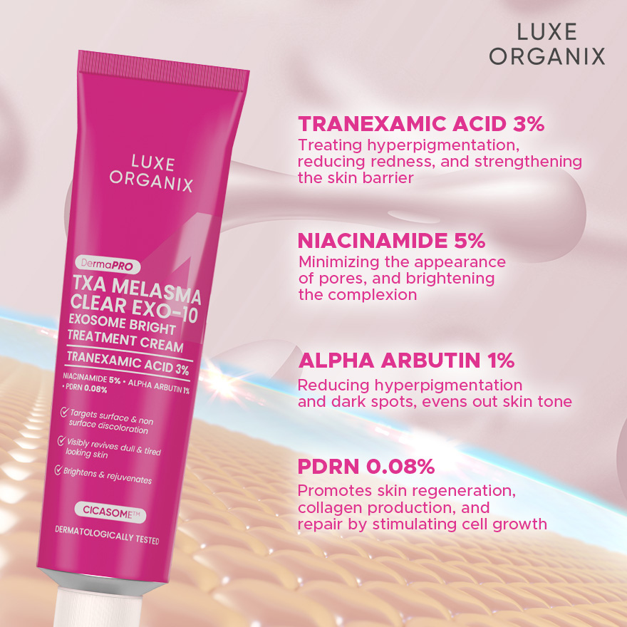 Luxe Organix DermaPRO TXA Melasma Clear Exo-10 Exosome Bright Treatment Cream