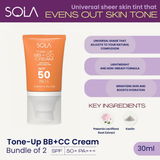 Sola Tone-Up BB+CC Cream Brightening Tinted Sunscreen SPF50 PA++