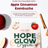 Luna Aura Hope Glow Crystal Apple Cinnamon Kombucha, Probiotic and Prebiotic Fiber Juice Drink