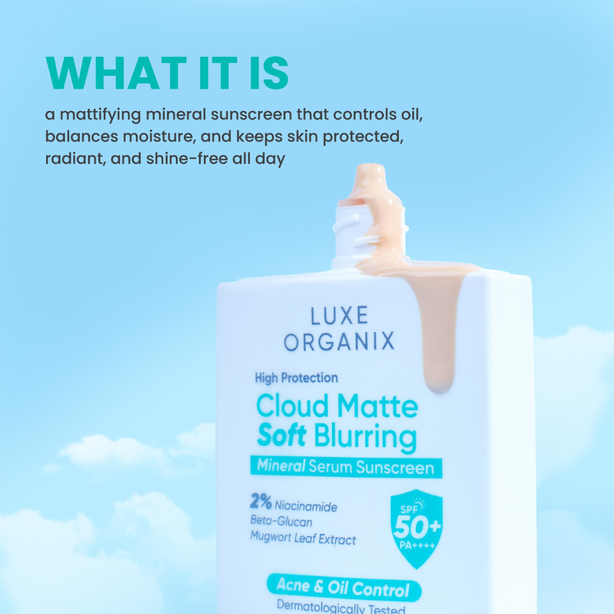 Luxe Organix High Protection Cloud Matte Soft Blurring Mineral Serum Sunscreen SPF50+ PA++++