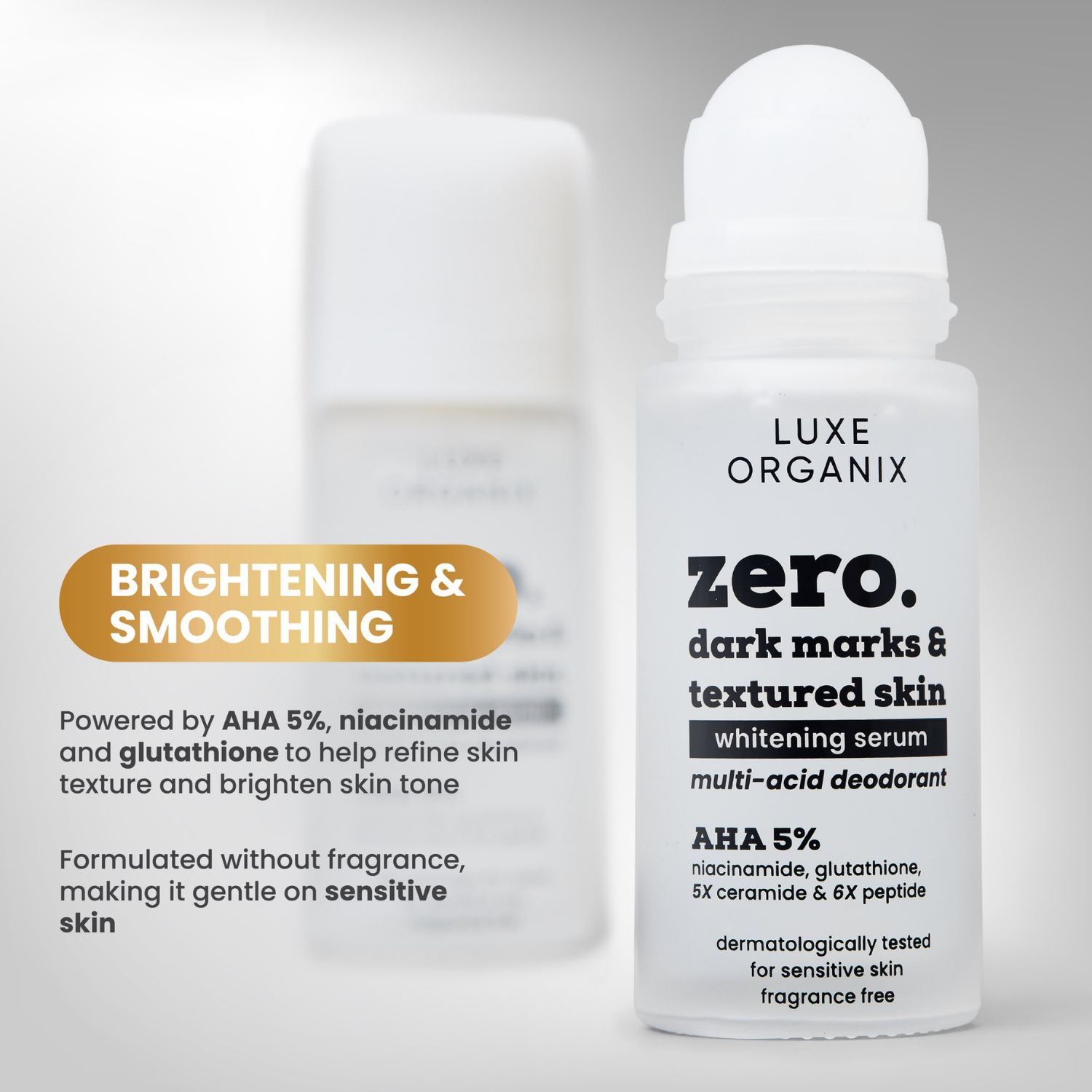 Luxe Organix Zero Dark Marks & Textured Skin Whitening Multi-Acid Serum Deodorant For Sensitive