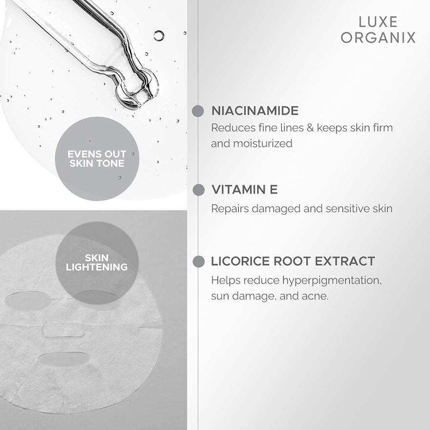 Luxe Organix Whitening Repair Ultra Light Glow Niacinamide Sheet Mask 25ml