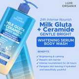 Luxe Organix Milk Gluta + Ceramide Gentle Bright Whitening Serum Perfume Infused Body Wash 1000g