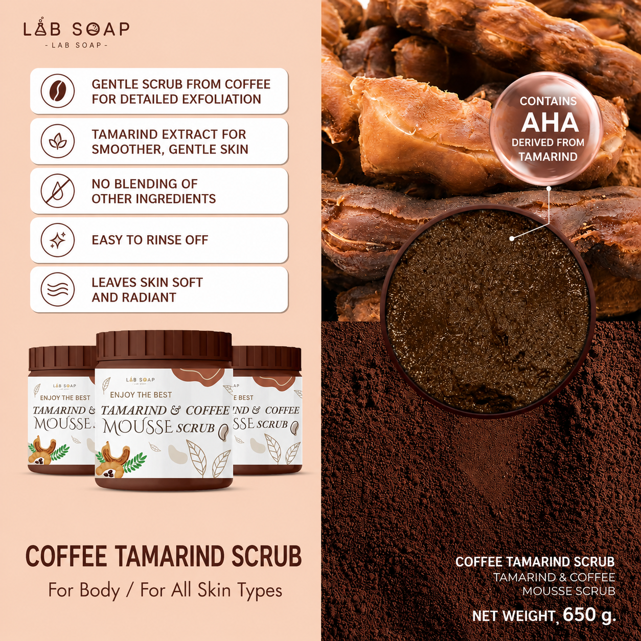 Lab Soap Tamarind and Coffee Mousse Scrub