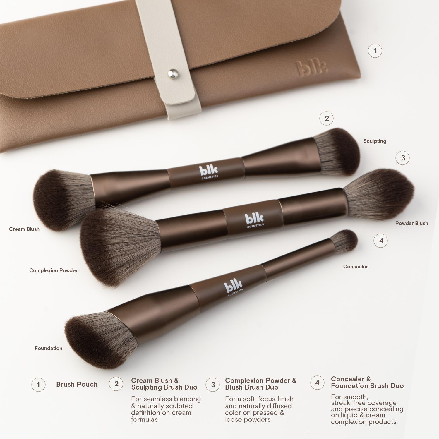 BLK Cosmetics Travels Pouch and Brush Set