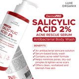 Luxe Organix DermaPro Salicylic Acid 2% Acne Rescue Serum Antibacterial Body Wash 500ml