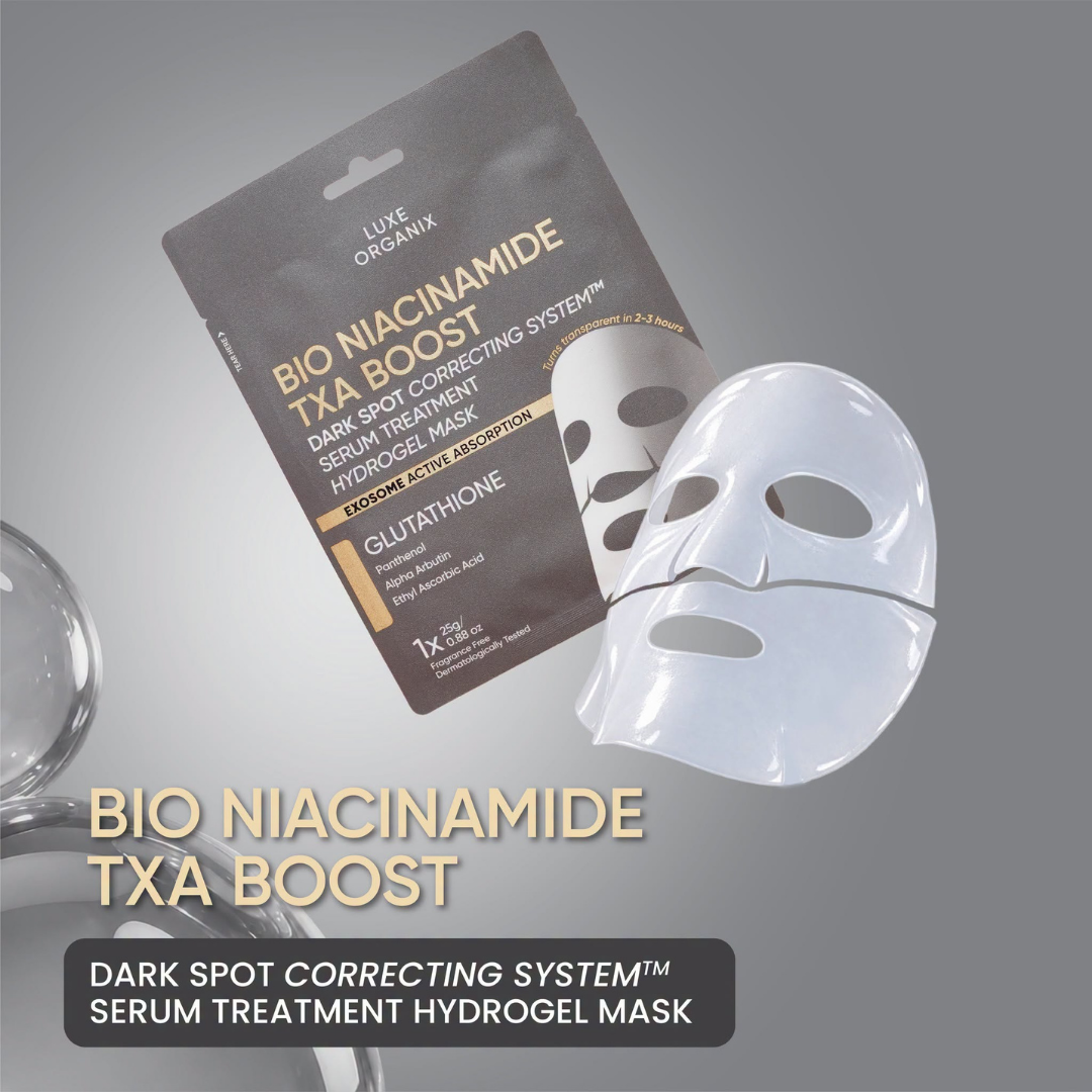 Luxe Organix Bio Niacinamide TXA Boost Dark Spot Correcting System Serum Treatment Hydrogel Mask