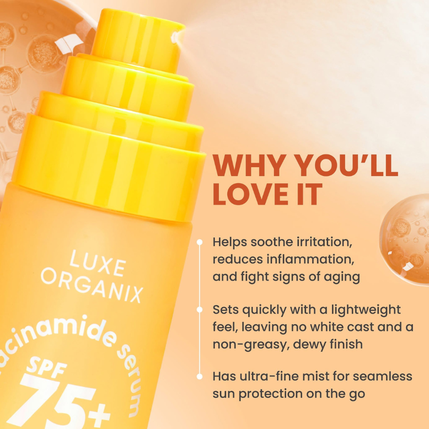 Luxe Organix Niacinamide Serum SPF 75+ PA++++ Facial UV Mist