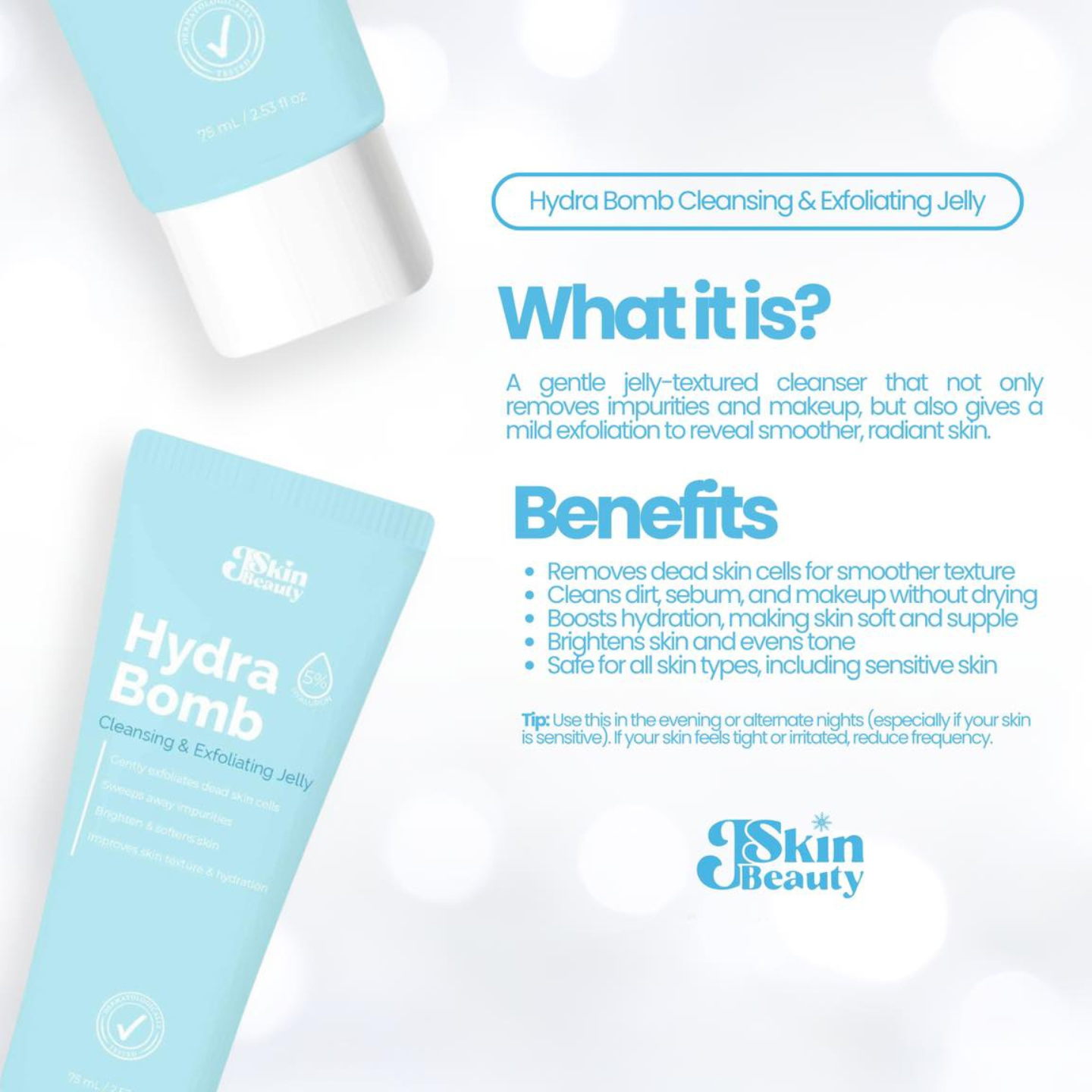J Skin Beauty Hydra Bomb Cleansing and Exfoliating Jelly