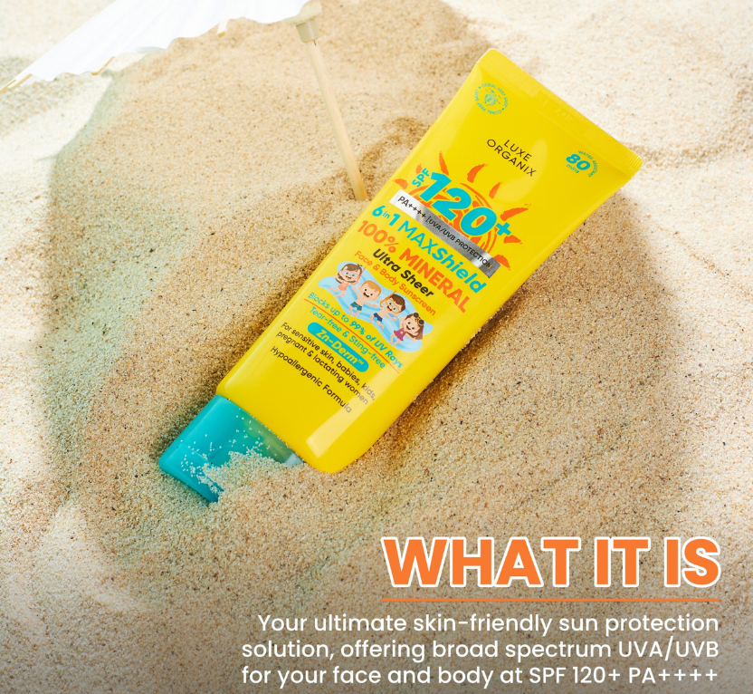Luxe Organix 6 in 1 Maxshield 100% Mineral Sunscreen Ultra Sheer Face & Body Sunscreen
