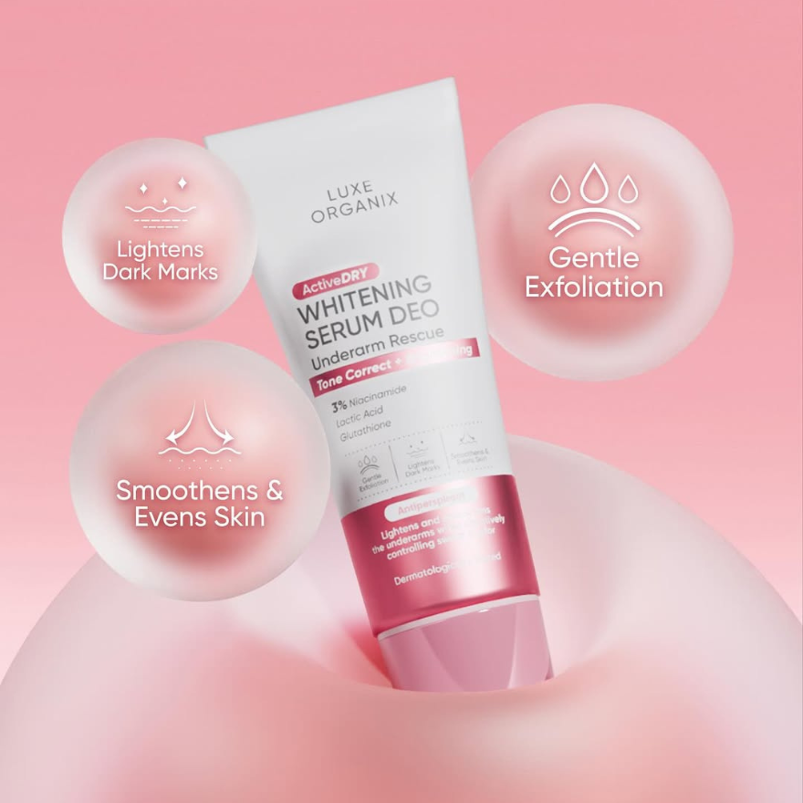 Luxe Organix ActiveDry Whitening Serum Deodorant Underarm Rescue