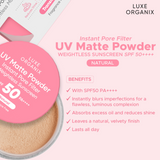 Luxe Organix 24H Zero Sebum Instant Pore Blurring Matte Powder SPF 50 Natural 15g