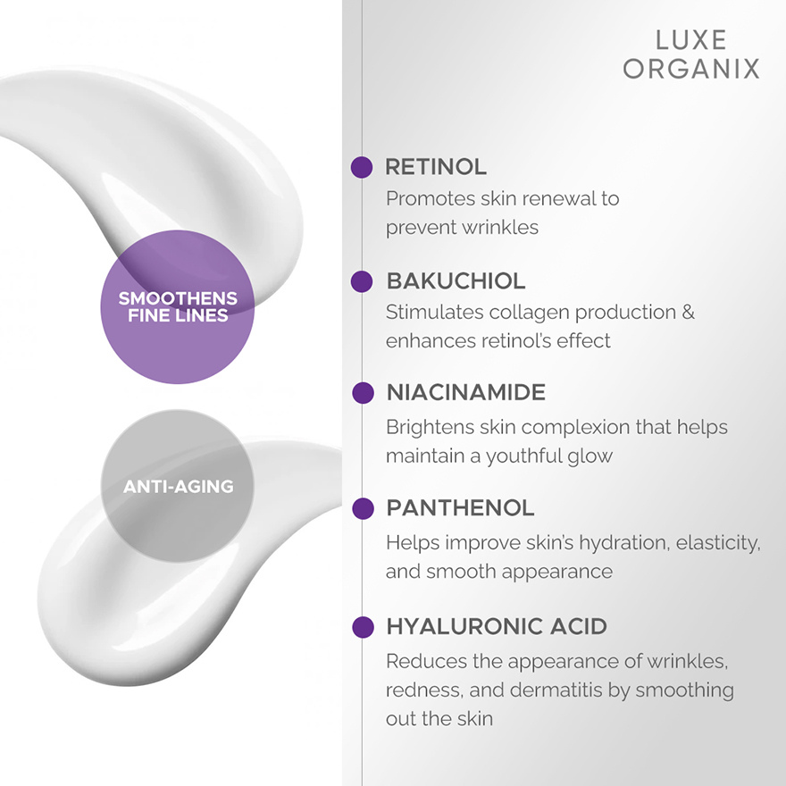 Luxe Organix Retinol + Bakuchiol Overnight Glow Gentle Treatment Cream 30g