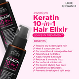 Luxe Organix Premium Keratin 10-in-1 Hair Elixir Leave-in Treatment 100ml