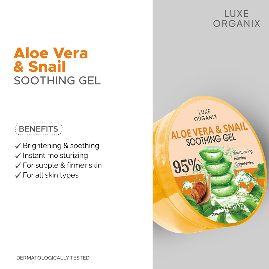 Luxe Organix Aloe Vera & Snail Soothing Gel 95% 300ml